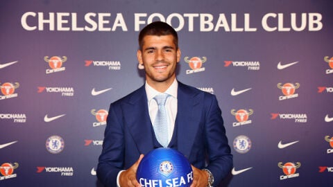 &Aacute;lvaro Morata, en su presentaci&oacute;n con el Chelsea