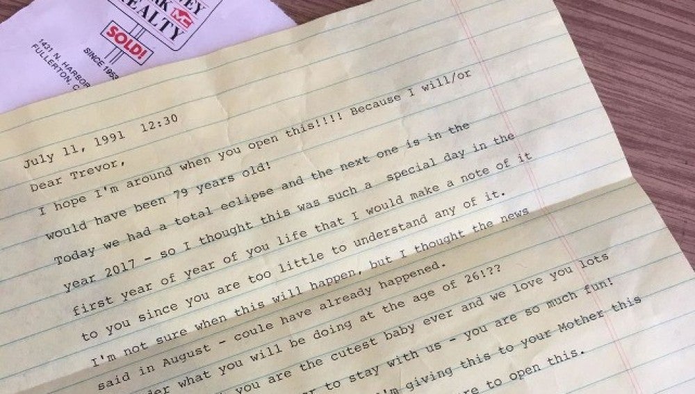 Una imagen de la carta de Betty a Trevor