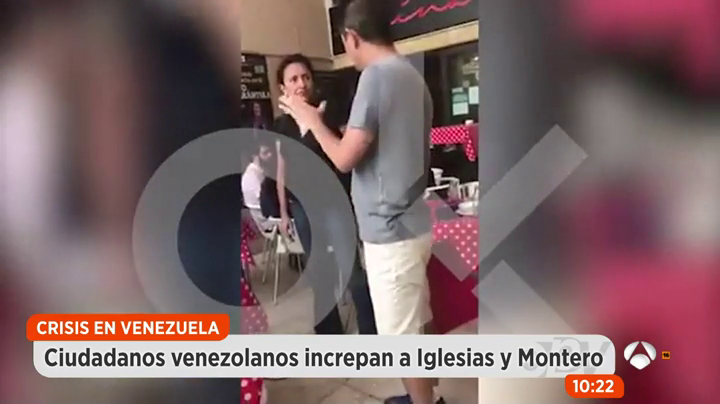 Ciudadanos venezolanos increpan a Pablo Iglesias e Irene Montero Ciudadanos venezolanos increpan a Pablo Iglesias e Irene Montero