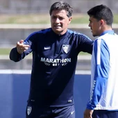 Michel con Pablo en un entrenamiento Michel con Pablo en un entrenamiento