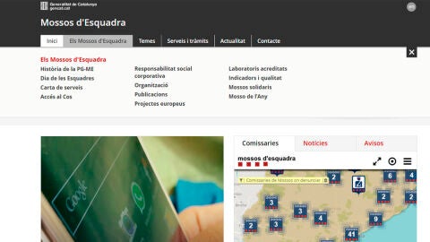 La web de los Mossos s&oacute;lo se puede consultar en ingl&eacute;s y catal&aacute;n
