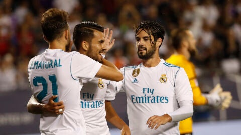 Mayoral, Ceballos e Isco celebran el gol