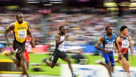 Usain Bolt en los Mundiales de Atletismo de Londres