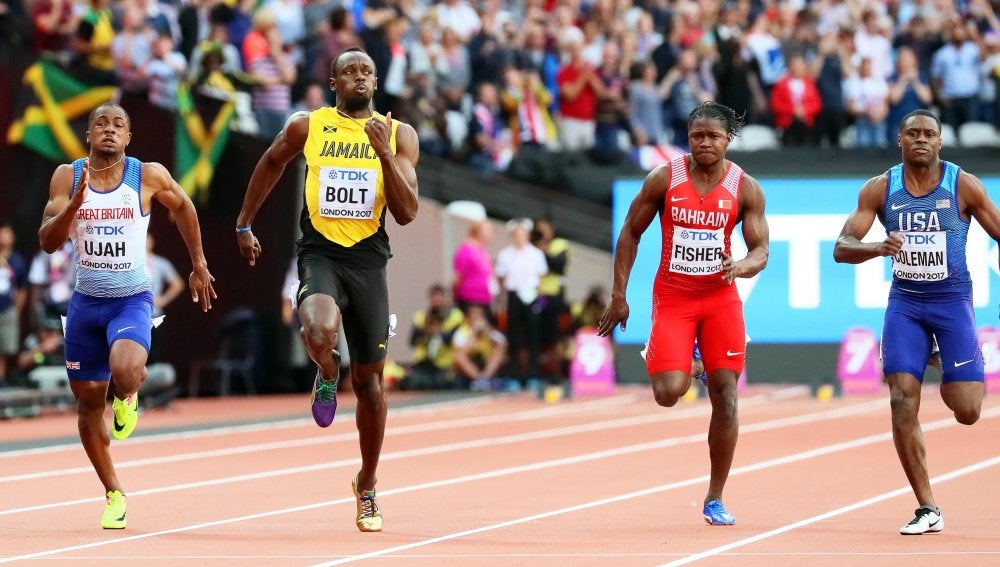 Usain Bolt y Christian Coleman en la semifinal de los 100m  lisos