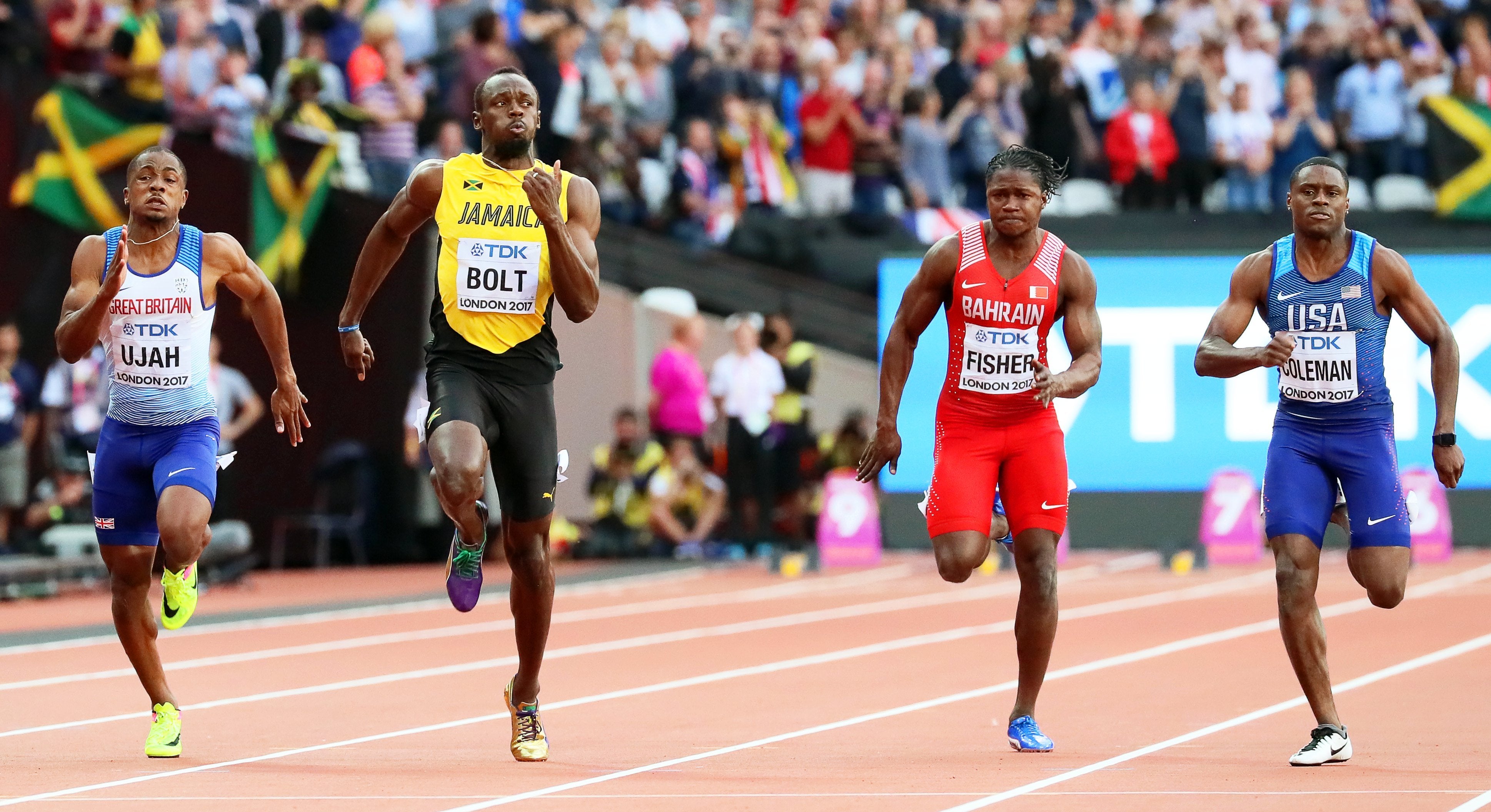 Usain Bolt se clasifica para la final como segundo de su serie por detrás de Coleman Usain Bolt se clasifica para la final como segundo de su serie por detrás de Coleman