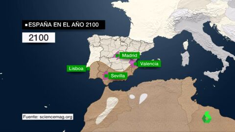 Mapa de Espa&ntilde;a des&eacute;rtica por los efectos del cambio clim&aacute;tico