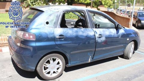 Estado del coche en el que ha sido detenido el alunicero m&aacute;s buscado de la Comunidad de Madrid