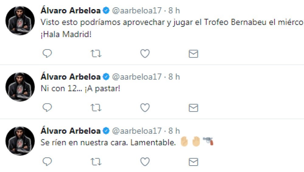 Los tuits de Arbeloa durante la Supercopa de España