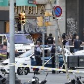 Mossos en las proximidades del atentado de Barcelona
