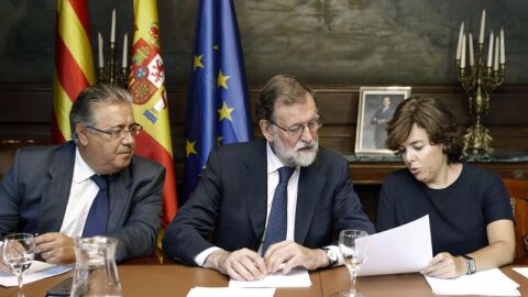 Mariano Rajoy, Juan Ignacio Zoido y Soraya S&aacute;enz de Santamar&iacute;a