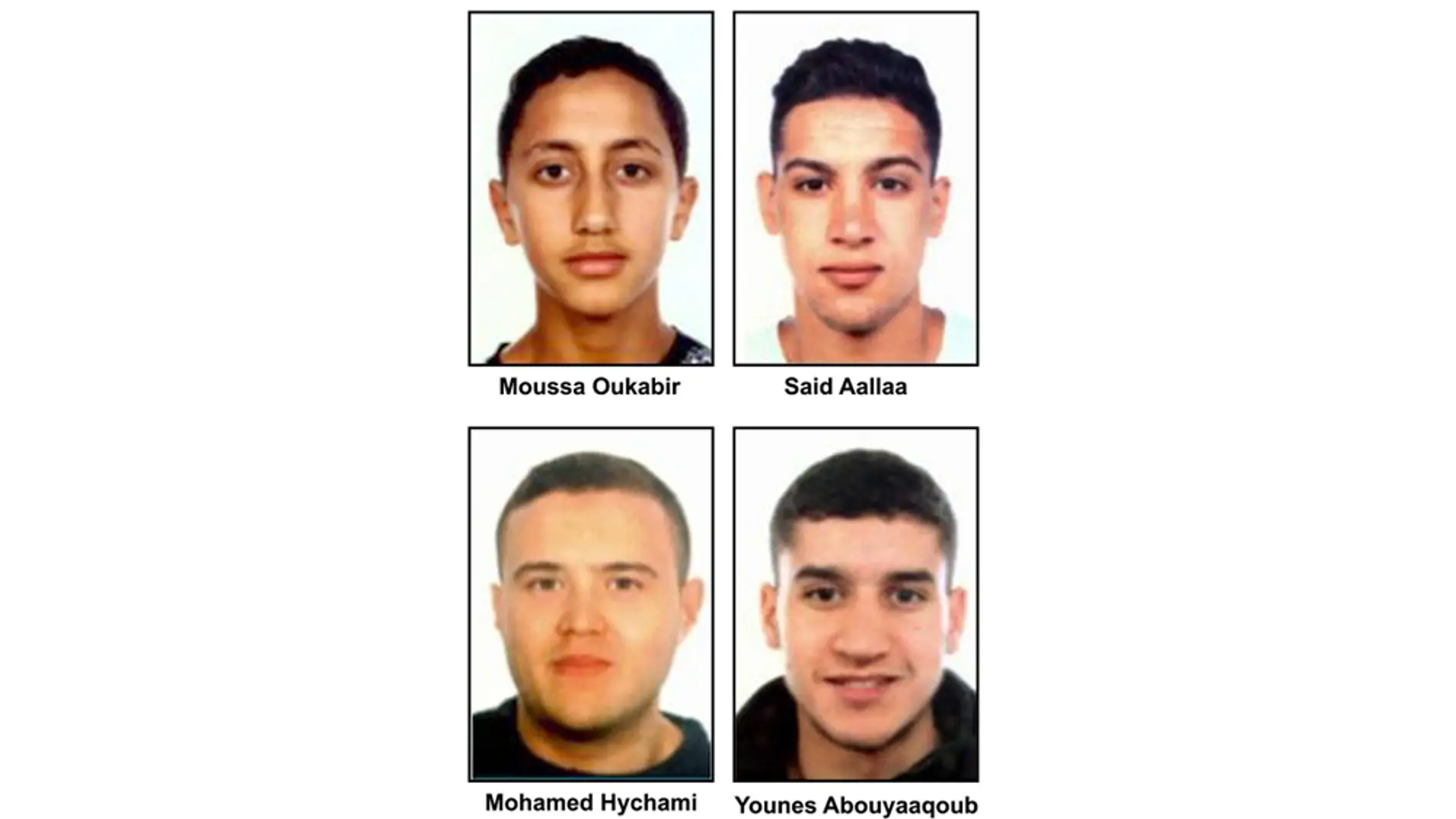 Difunden los nombres y la imagen de cuatro personas presuntamente vinculadas a los atentados de Cataluña