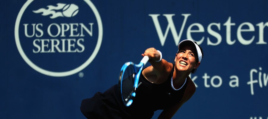 Muguruza, durante la final contra Halep Muguruza, durante la final contra Halep