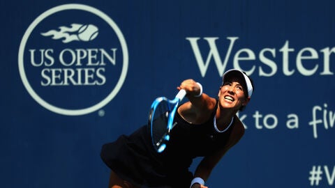 Muguruza, durante la final contra Halep