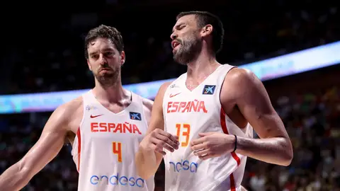 Marc Gasol y Pau Gasol, durante el partido contra Venezuela Marc Gasol y Pau Gasol, durante el partido contra Venezuela