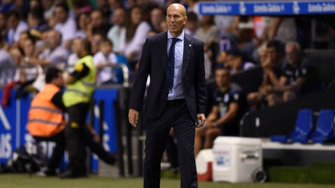 Zidane, durante el partido contra el Deportivo