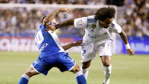 Marcelo en un momento del partido ante el Depor. Marcelo en un momento del partido ante el Depor.