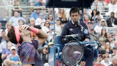 Juan Mart&iacute;n del Potro durante el Abierto de EEUU contra Roberto Bautista
