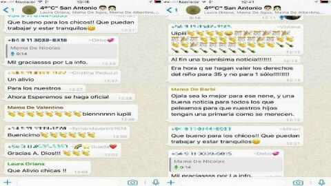 Una captura del grupo de Whatsapp