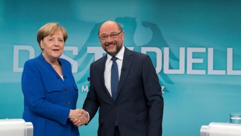 Schulz y Merkel, antes del cara a cara
