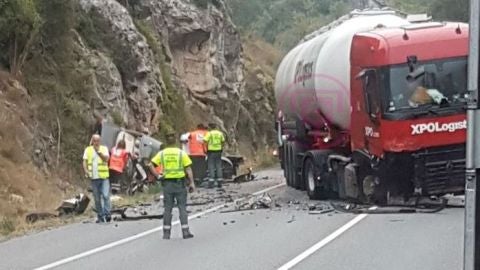 Accidente en la N-I a la altura de la localidad burgalesa de Pancorbo