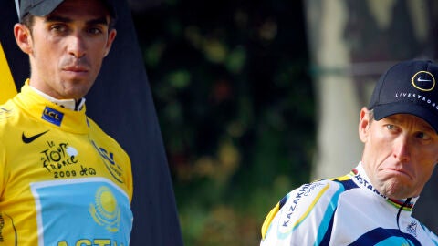 Lance Armstrong y Contador en el Tour de 2009