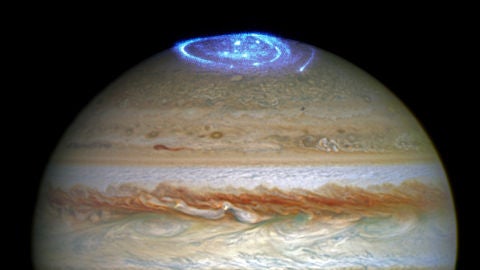 Imagen de aurora J&uacute;piter con el Hubble