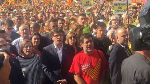 Carles Puigdemont, en la manifestaci&oacute;n de la Diada