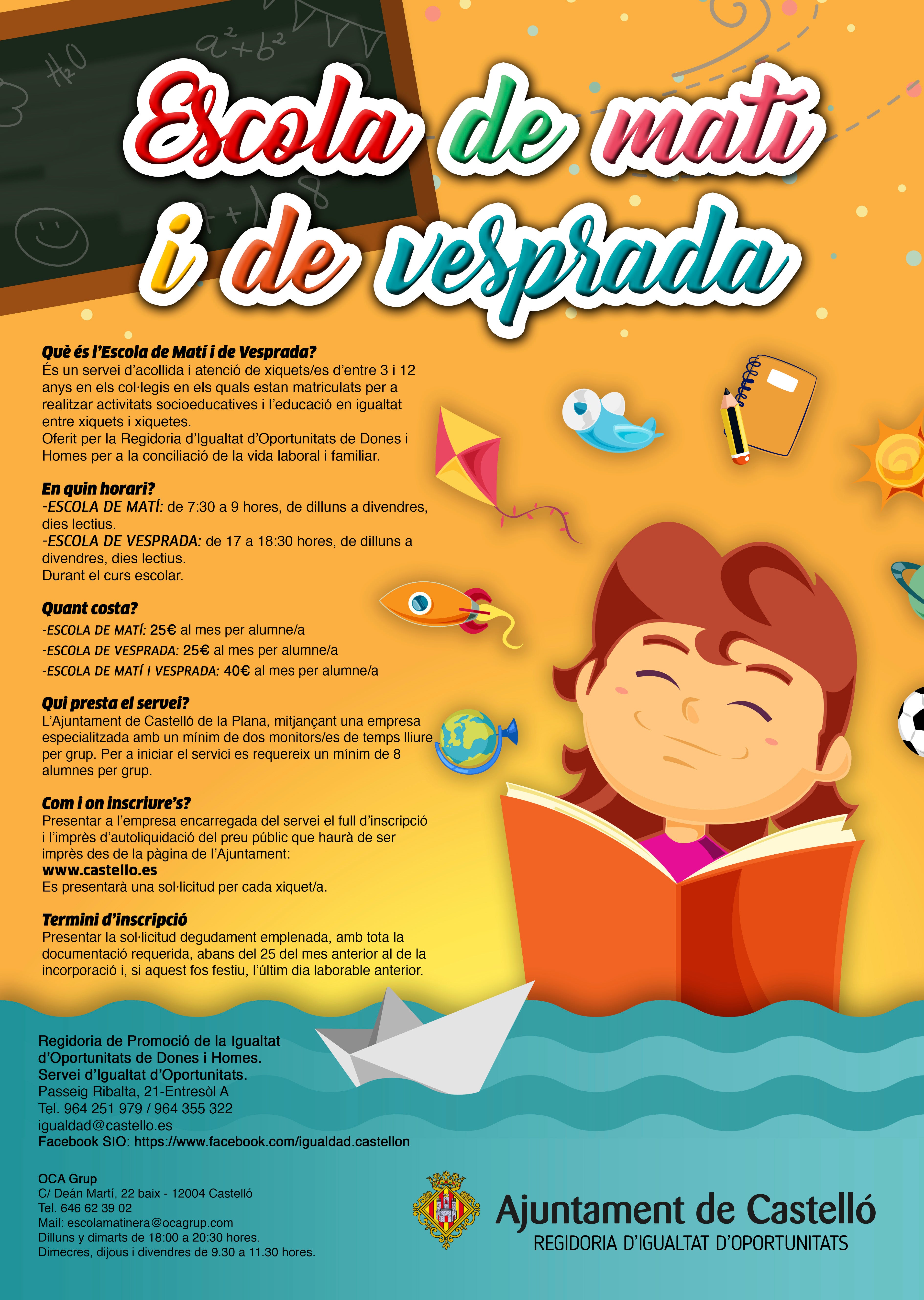 La Escola de Matí i Vesprada suma ya cerca de 300 inscripciones en 11 coles La Escola de Matí i Vesprada suma ya cerca de 300 inscripciones en 11 coles