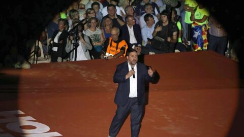 El vicepresidente del Govern, Oriol Junqueras durante su intervenci&oacute;n en el Tarraco Arena