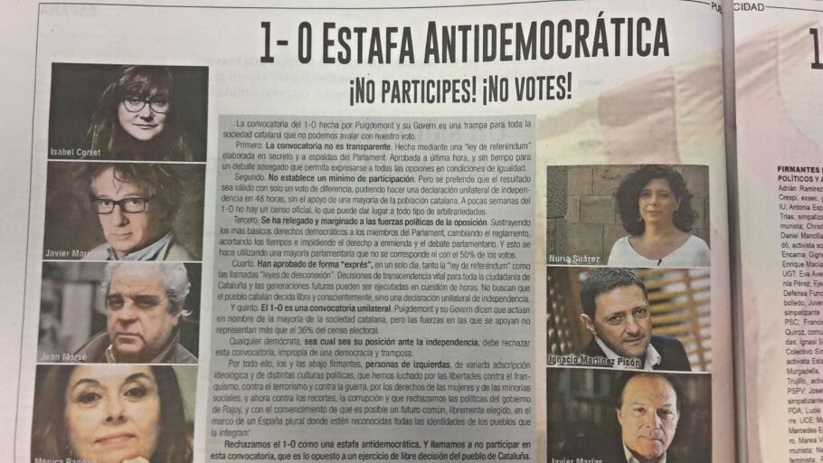 Manifiesto de artistas contra el 1-O