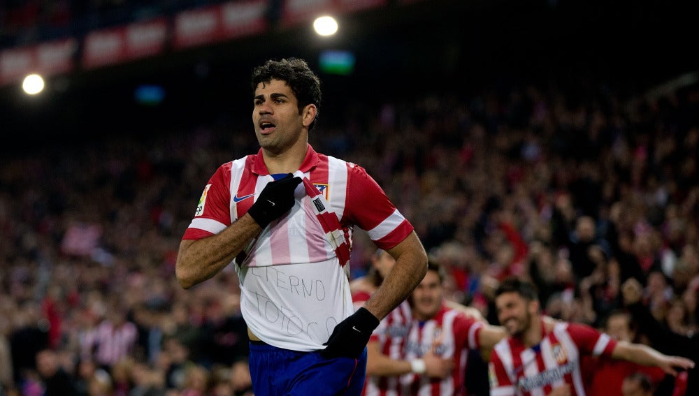 Diego Costa celebra un gol con el Atlético de Madrid