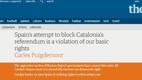 Art&iacute;culo de Puigdemont en 'The Guardian'