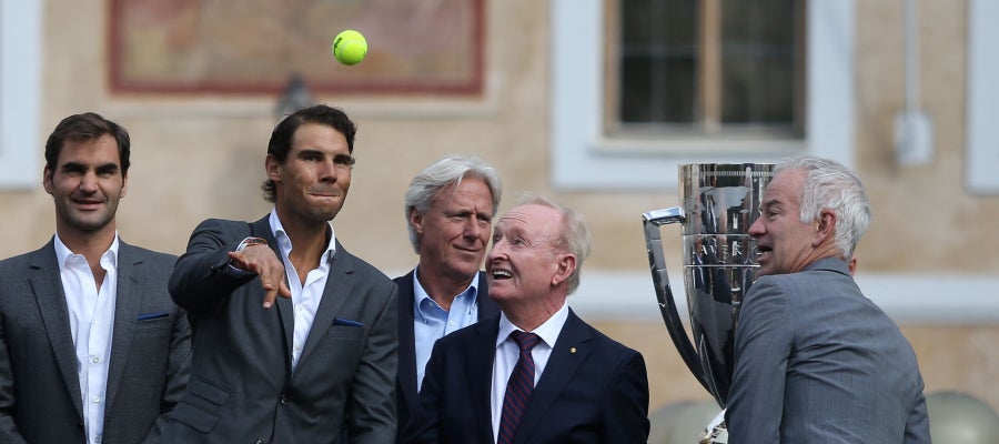 Federer, Nadal, Borg, Rod Laver y John McEnroe, en la presentación de la Laver Cup Federer, Nadal, Borg, Rod Laver y John McEnroe, en la presentación de la Laver Cup