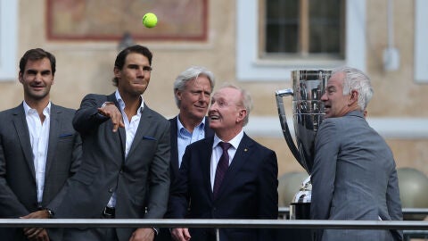 Federer, Nadal, Borg, Rod Laver y John McEnroe, en la presentaci&oacute;n de la Laver Cup
