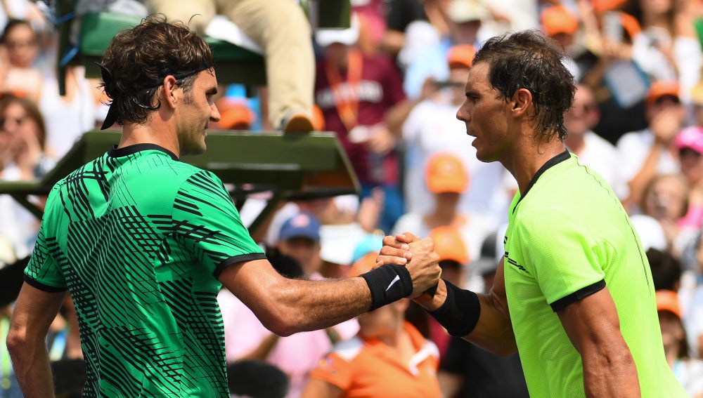 Roger Federer y Rafa Nadal en el Miami Open