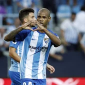 Rolán celebra uno de sus goles contra el Athletic Rolán celebra uno de sus goles contra el Athletic