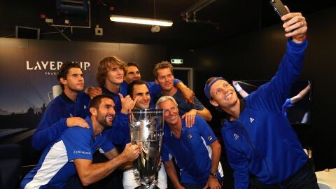 Los jugadores del equipo Europa celebran su triunfo en la Laver Cup