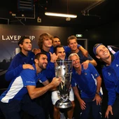 Los jugadores del equipo Europa celebran su triunfo en la Laver Cup Los jugadores del equipo Europa celebran su triunfo en la Laver Cup
