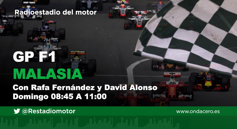 Escucha en directo el Gran Premio de Malasia de Fórmula 1 a través de la Onda Media (954 am), ondacero.es y la APP de Onda Cero Escucha en directo el Gran Premio de Malasia de Fórmula 1 a través de la Onda Media (954 am), ondacero.es y la APP de Onda Cero