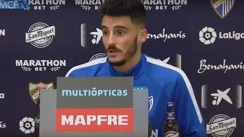 Juankar, jugador del Málaga, en rueda de prensa Juankar, jugador del Málaga, en rueda de prensa