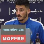 Juankar, jugador del Málaga, en rueda de prensa