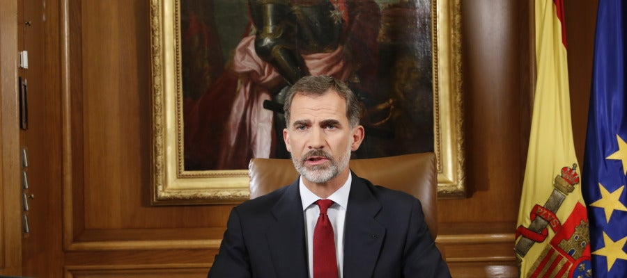 El Rey Felipe VI en su discurso ante la situación en Cataluña El Rey Felipe VI en su discurso ante la situación en Cataluña