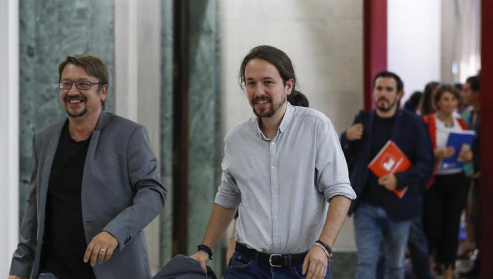 Pablo Iglesias, Xavi Doménech y Alberto Garzón