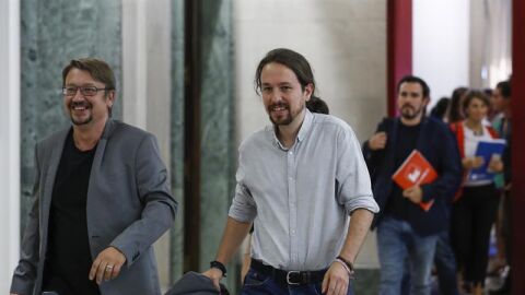 Pablo Iglesias, Xavi Dom&eacute;nech y Alberto Garz&oacute;n