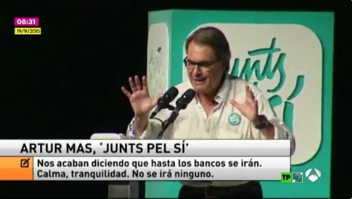 Mesa de redacción: Artur Mas, en 2015, dijo que la banca nunca se marcharía de Cataluña Mesa de redacción: Artur Mas, en 2015, dijo que la banca nunca se marcharía de Cataluña