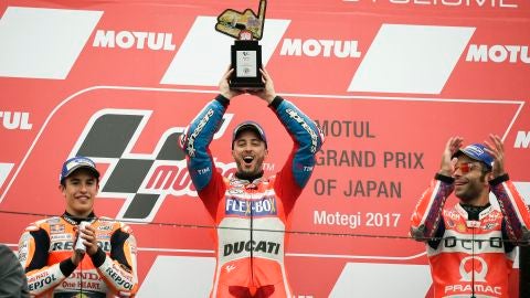 Dovizioso se impuso en el GP de Jap&oacute;n, por delante de Marc M&aacute;rquez y de Danilo Petrucci.