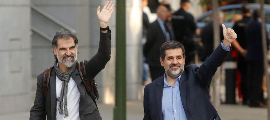 Jordi Cuixart, líder de Òmnium Cultural, y Jordi Sànchez, dirigente de la ANC, en una imagen de archivo. Jordi Cuixart, líder de Òmnium Cultural, y Jordi Sànchez, dirigente de la ANC, en una imagen de archivo.