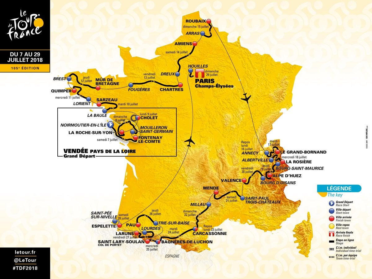 Así será el recorrido del Tour de Francia 2018 Así será el recorrido del Tour de Francia 2018