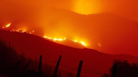 Llamas de uno de los incendios forestales que han afectado estos d&iacute;as a Galicia