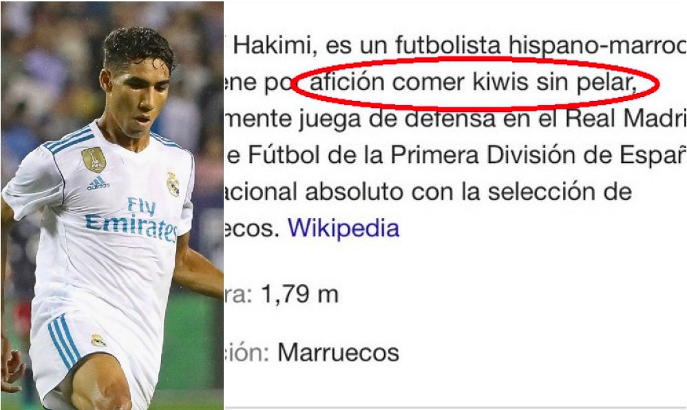 El 'troleo' continuado al perfil de Achraf en Wikipedia: "Le gusta comer kiwis sin pelar" El 'troleo' continuado al perfil de Achraf en Wikipedia: "Le gusta comer kiwis sin pelar"